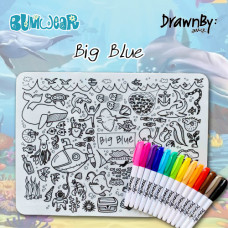 Drawn By Jessica: Washable Silicone Colouring Mat - Big Blue 