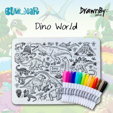 Drawn By Jessica: Washable Silicone Colouring Mat - Dino World