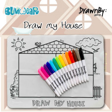 Drawn By Jessica: Washable Silicone Colouring Mat - Draw My House