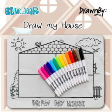 Drawn By Jessica: Washable Silicone Colouring Mat - Draw My House