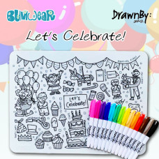 Drawn By Jessica: Washable Silicone Colouring Mat - Let's Celebrate