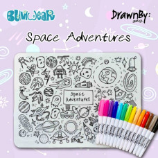 Drawn By Jessica: Washable Silicone Colouring Mat - Space Adventures