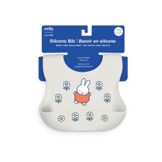 Jujube: Miffy Flower Fields - Silicone Bib - Eggshell Jujube: Miffy Flower Fields - Silicone Bib - Eggshell